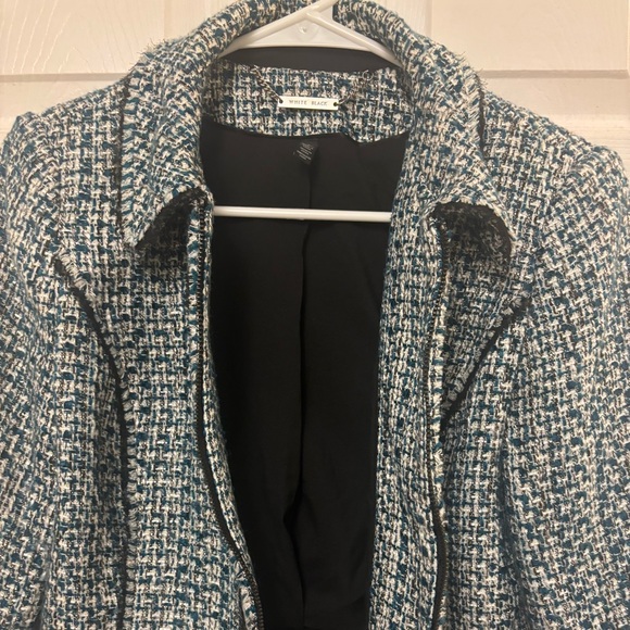 Elegant Women's Tweed Blazer - Black and White - Picture 8 of 9